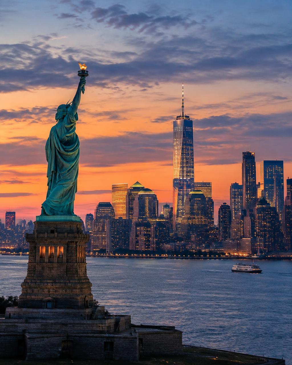 Statue of Liberty and New York skyline, USA study destination