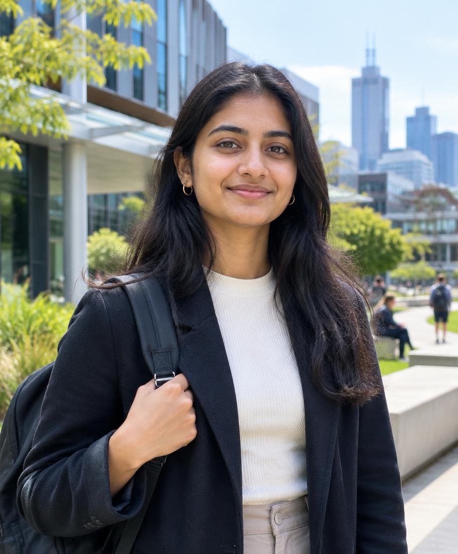 AI-generated portrait representing the sample story of Meera Iyer